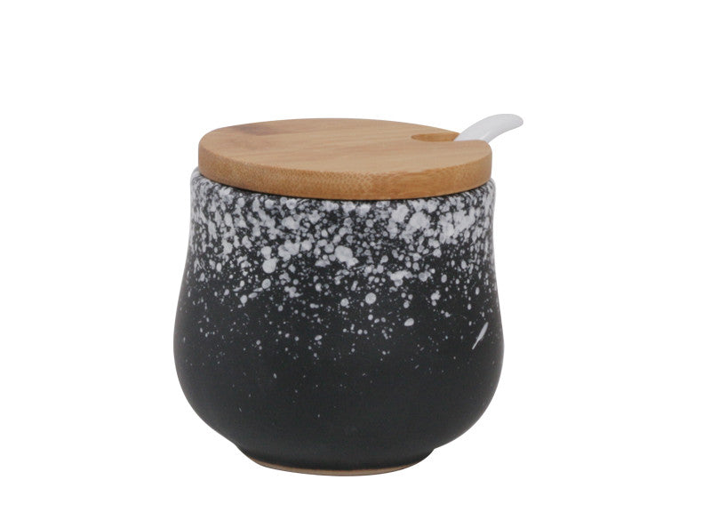 Japanese Ceramic Seasoning Pot Set With Cover Kitchen Storage
