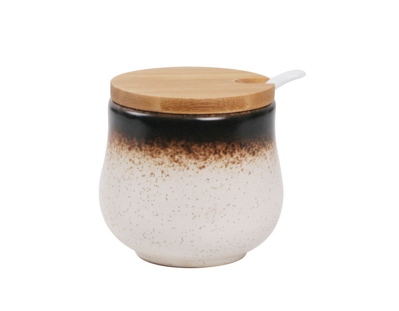 Japanese Ceramic Seasoning Pot Set With Cover Kitchen Storage