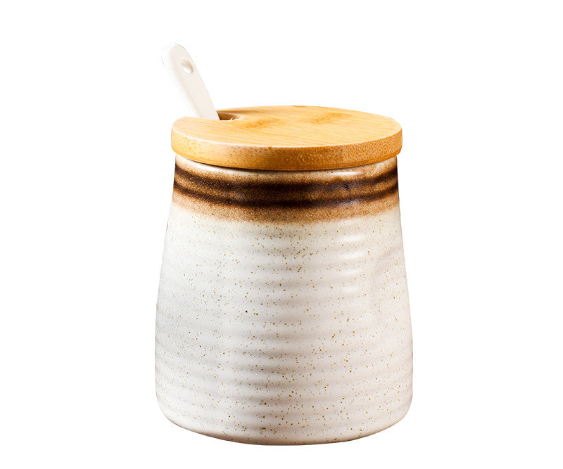 Japanese Ceramic Seasoning Pot Set With Cover Kitchen Storage