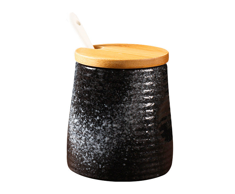 Japanese Ceramic Seasoning Pot Set With Cover Kitchen Storage