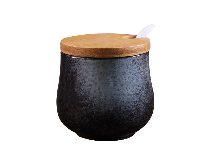 Japanese Ceramic Seasoning Pot Set With Cover Kitchen Storage