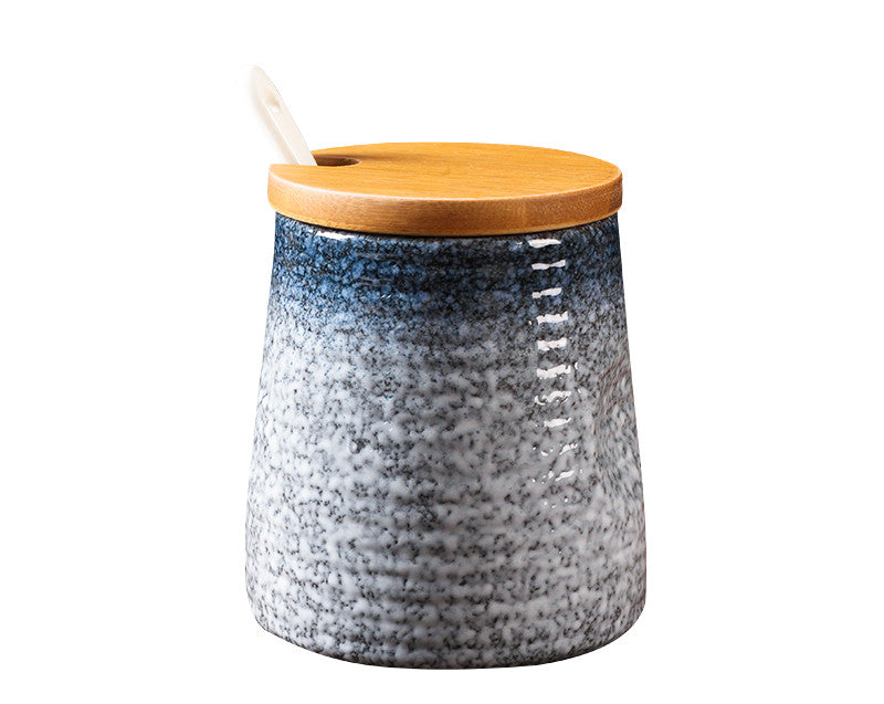Japanese Ceramic Seasoning Pot Set With Cover Kitchen Storage