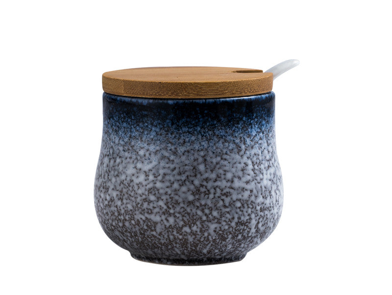 Japanese Ceramic Seasoning Pot Set With Cover Kitchen Storage