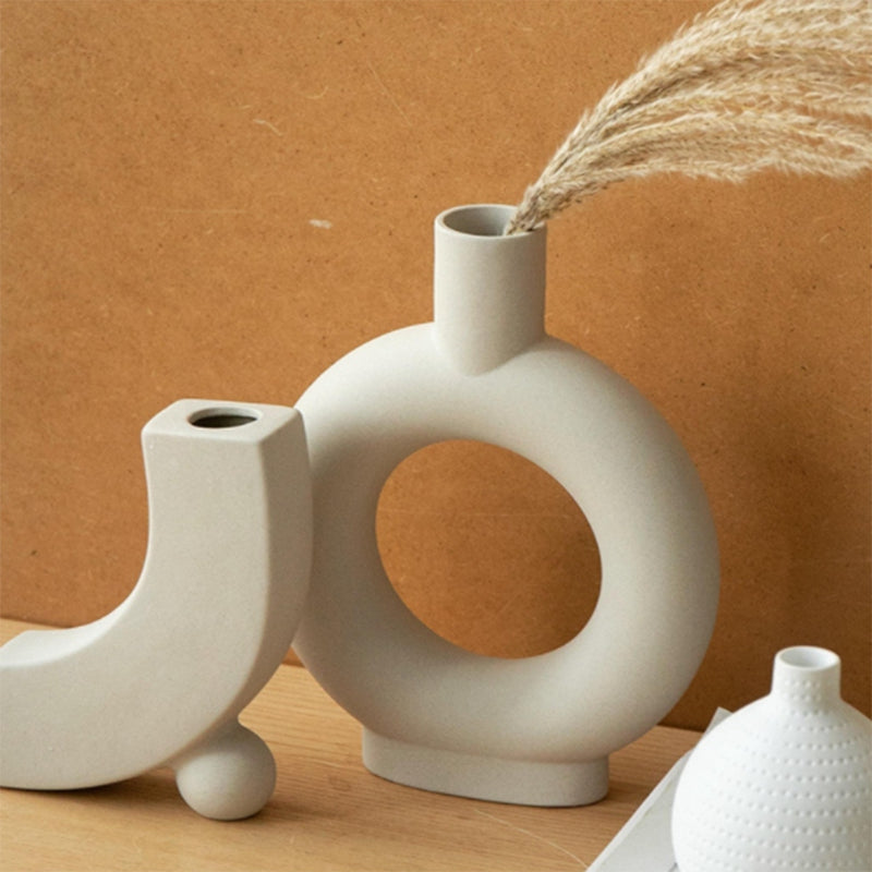 Nordic White Ceramic Vase Home Decor