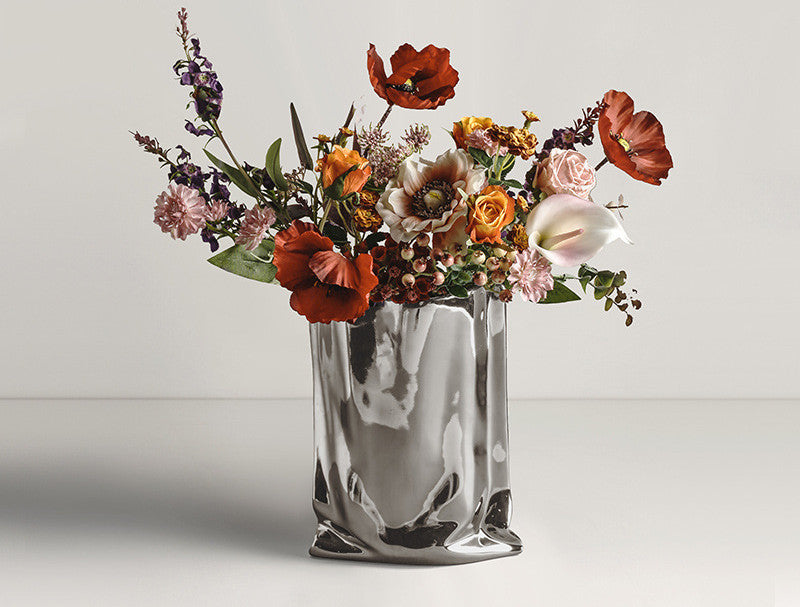 Silver Electroplated Ceramic Vase Dried Flowers Decor