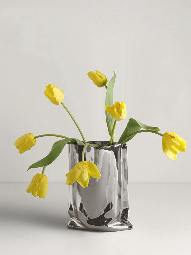 Silver Electroplated Ceramic Vase Dried Flowers Decor