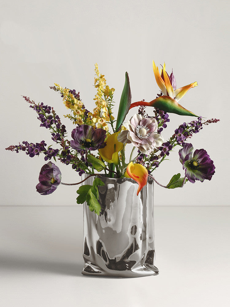 Silver Electroplated Ceramic Vase Dried Flowers Decor