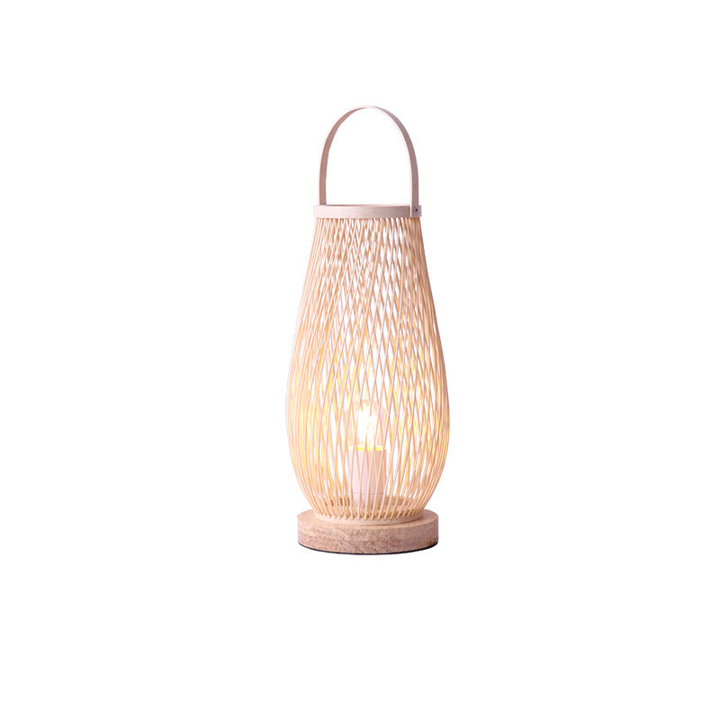 Japanese Bamboo Bedside Lamp Minimalist Style