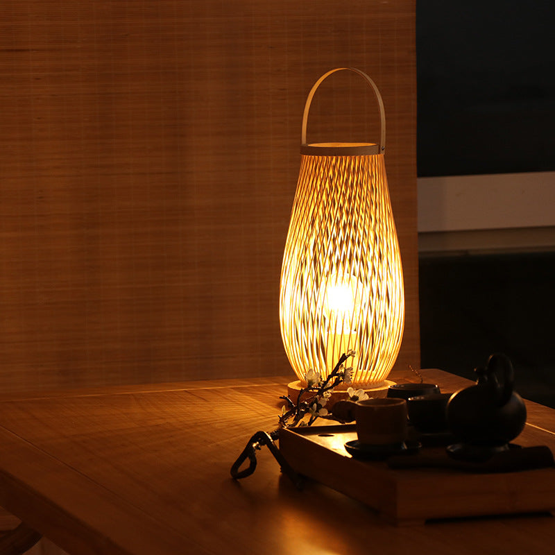 Japanese Bamboo Bedside Lamp Minimalist Style