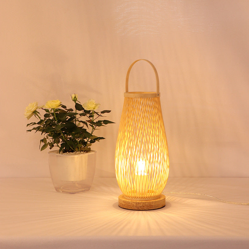 Japanese Bamboo Bedside Lamp Minimalist Style