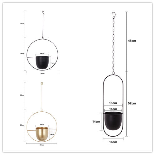 Nordic Hanging Iron Flower Pot Hydroponic Orchid Decor