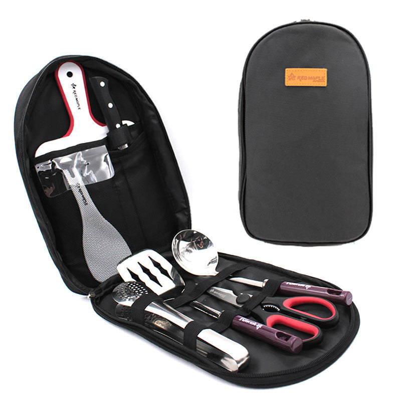 8Pcs Portable Camping Kitchen Utensil Set BBQ Grill Tools