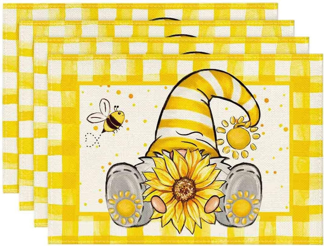 Sunflower Bee Print Table Runner Kitchen Tablecloth