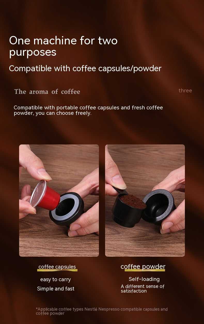 Mini Portable Travel Coffee Machine Dual Use Capsule Ground