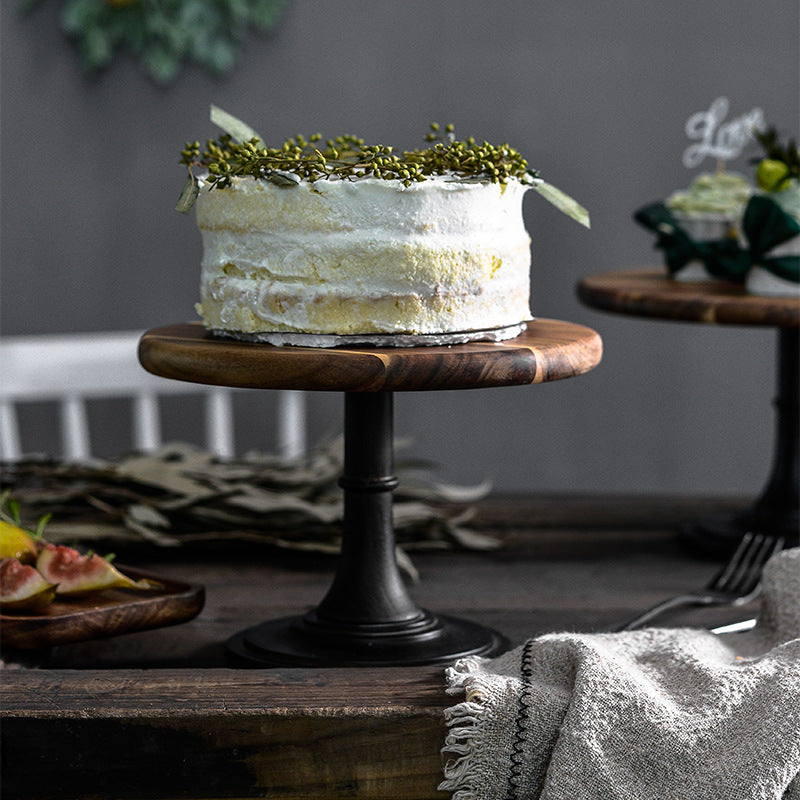 Solid Wood Dessert Cake Stand Tray