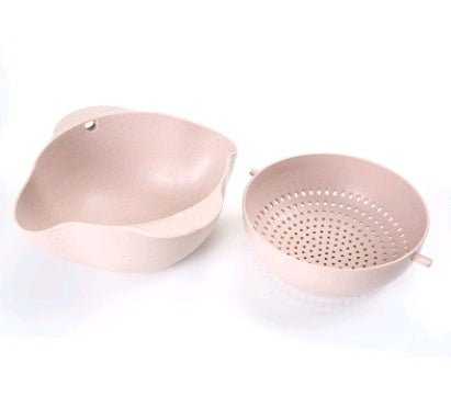 Kitchen Plastic Washing Basin Rice Fruit Sieve Organizer