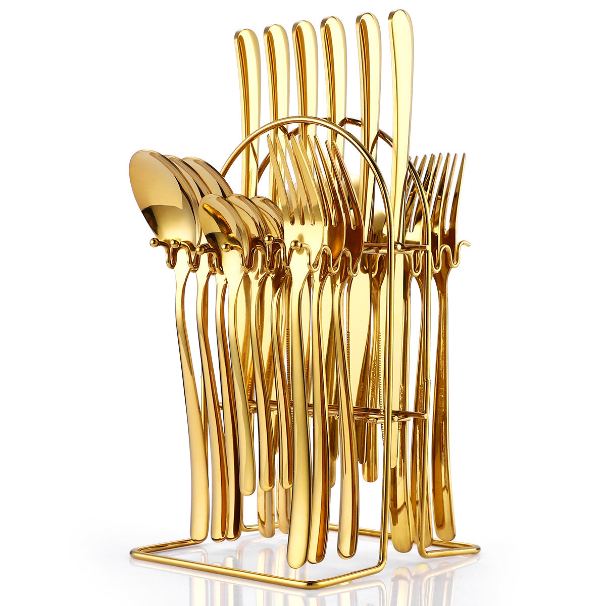 Stainless Steel Cutlery Set 24 Piece With Storage Rack