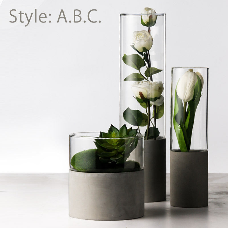 Straight Cement Flower Vase
