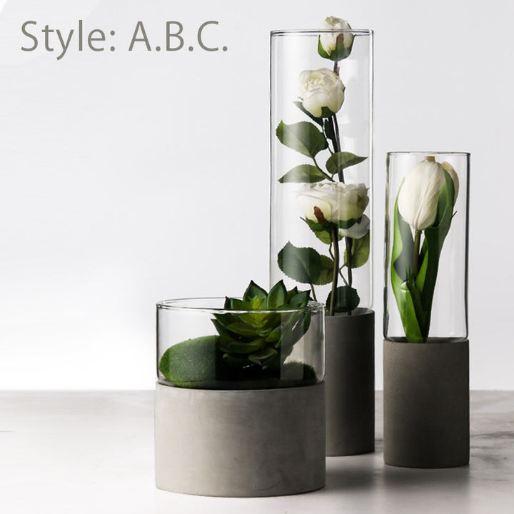Straight Cement Flower Vase
