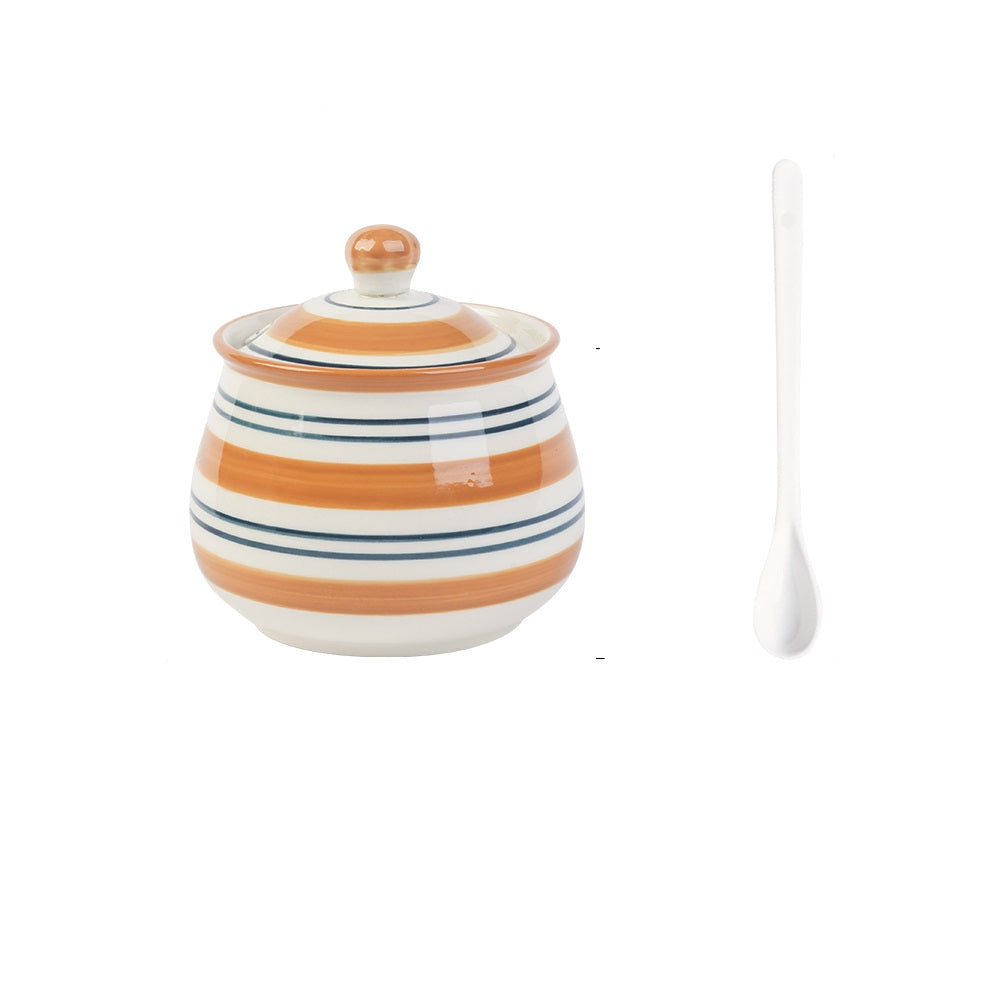 Household Kitchen Condiment Pot Ceramic Suit
