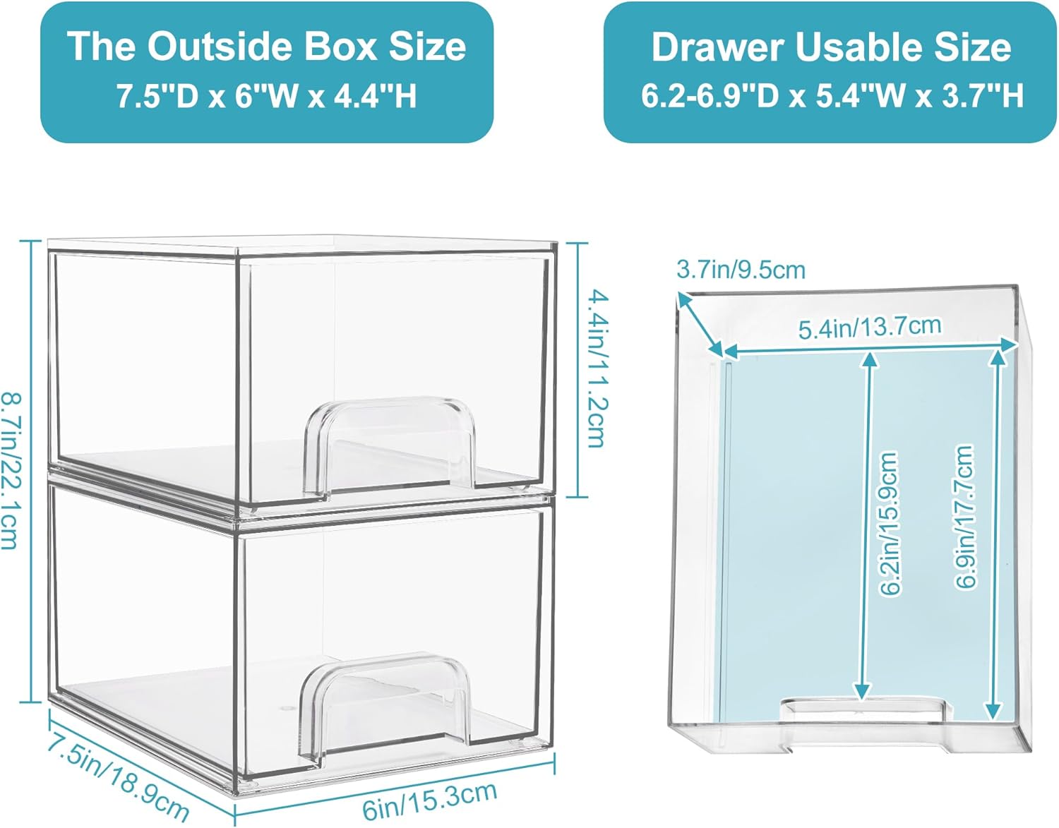 Clear Stackable Acrylic Storage Drawers Bathroom And Kitchen Organizer