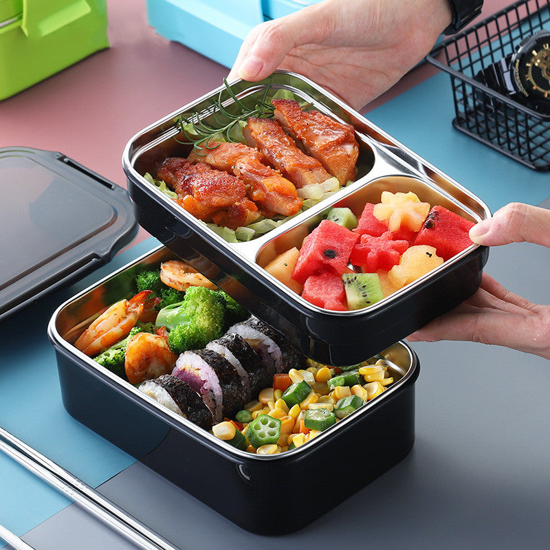 ONEUP Stainless Steel Double Layer Bento Lunch Box With Tableware