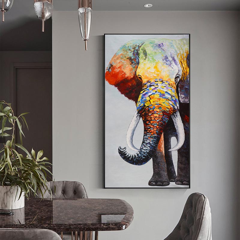 Abstract Elephant Canvas Oil Painting Wall Art