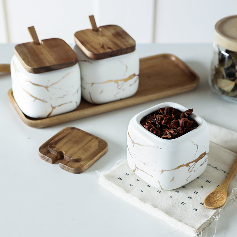 Nordic Gold Marble Storage Jar Set