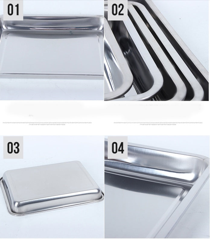 Stainless Steel Rectangular Storage Tray Deep Serving Pan