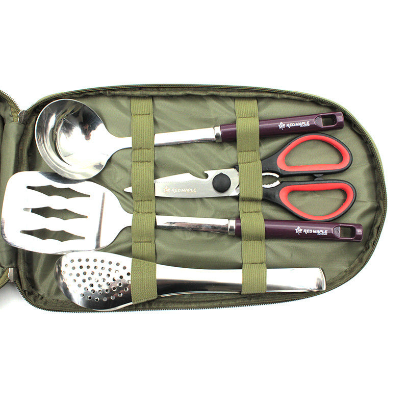 8Pcs Portable Camping Kitchen Utensil Set BBQ Grill Tools