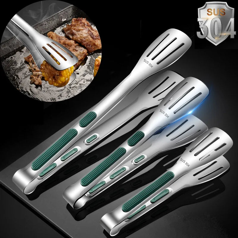 304 Stainless Steel Kitchen Tongs BBQ Salad Clips Set