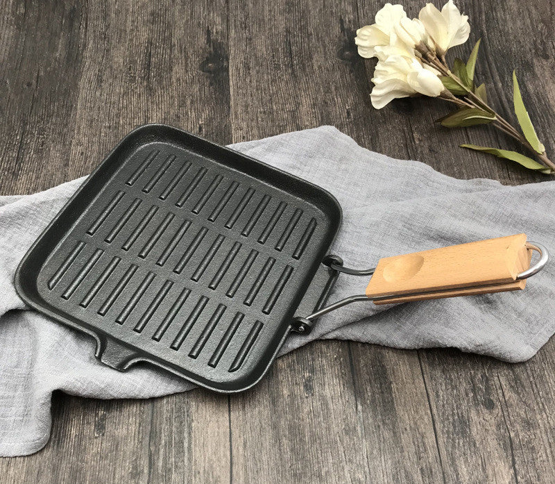 Camping Cast Iron Steak Skillet Foldable Pan