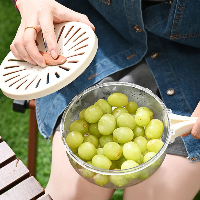 Foldable Fruit Washing Basket With Lid Vegetable Colander Kitchen Box
