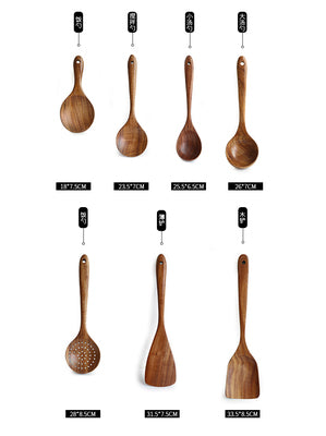Thailand Teak Wood Kitchen Utensil Set Spoon Ladle Skimmer
