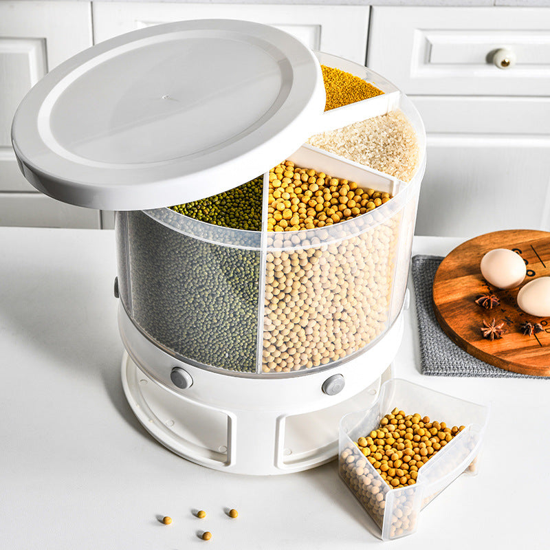 Rotatable Multi-Compartment Rice Storage Box