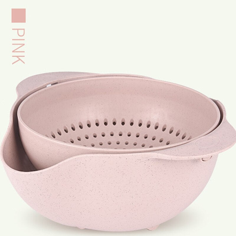 Kitchen Plastic Washing Basin Rice Fruit Sieve Organizer