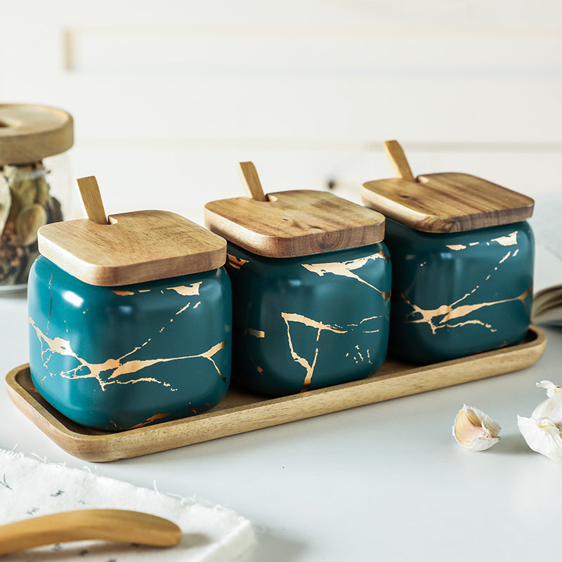 Nordic Gold Marble Storage Jar Set