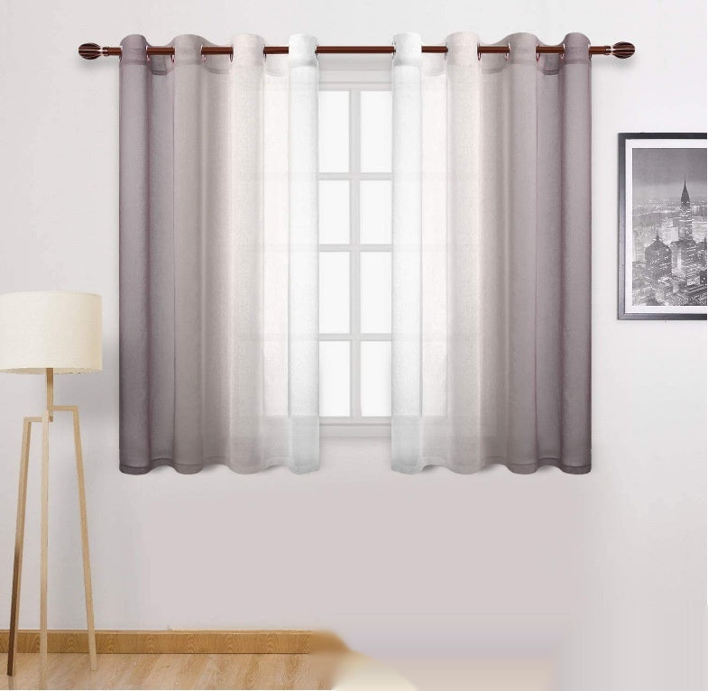 Gradient Sheer Curtains For Balcony With Blackout Curtain Set