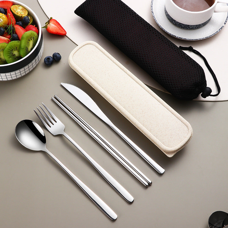 Gold Stainless Steel Portable Cutlery Set With Case