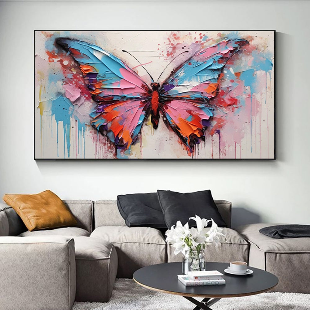 Large Abstract Butterfly Canvas Painting Living Room Wall Decor