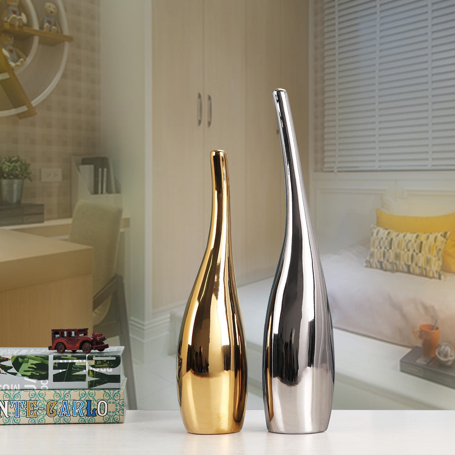 Nordic Gold Plated Ceramic Vase Home Decor
