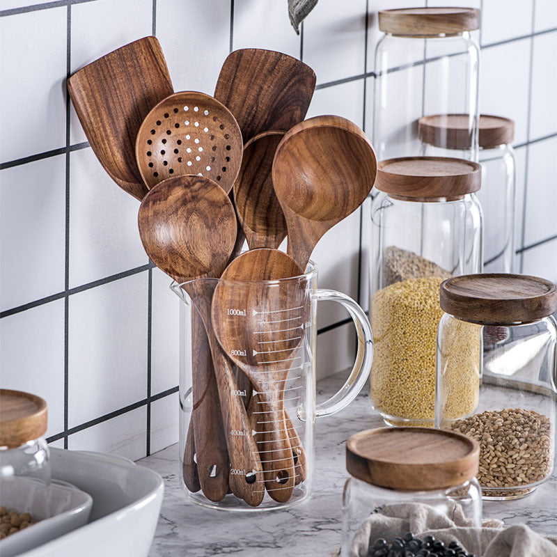 Thailand Teak Wood Kitchen Utensil Set Spoon Ladle Skimmer