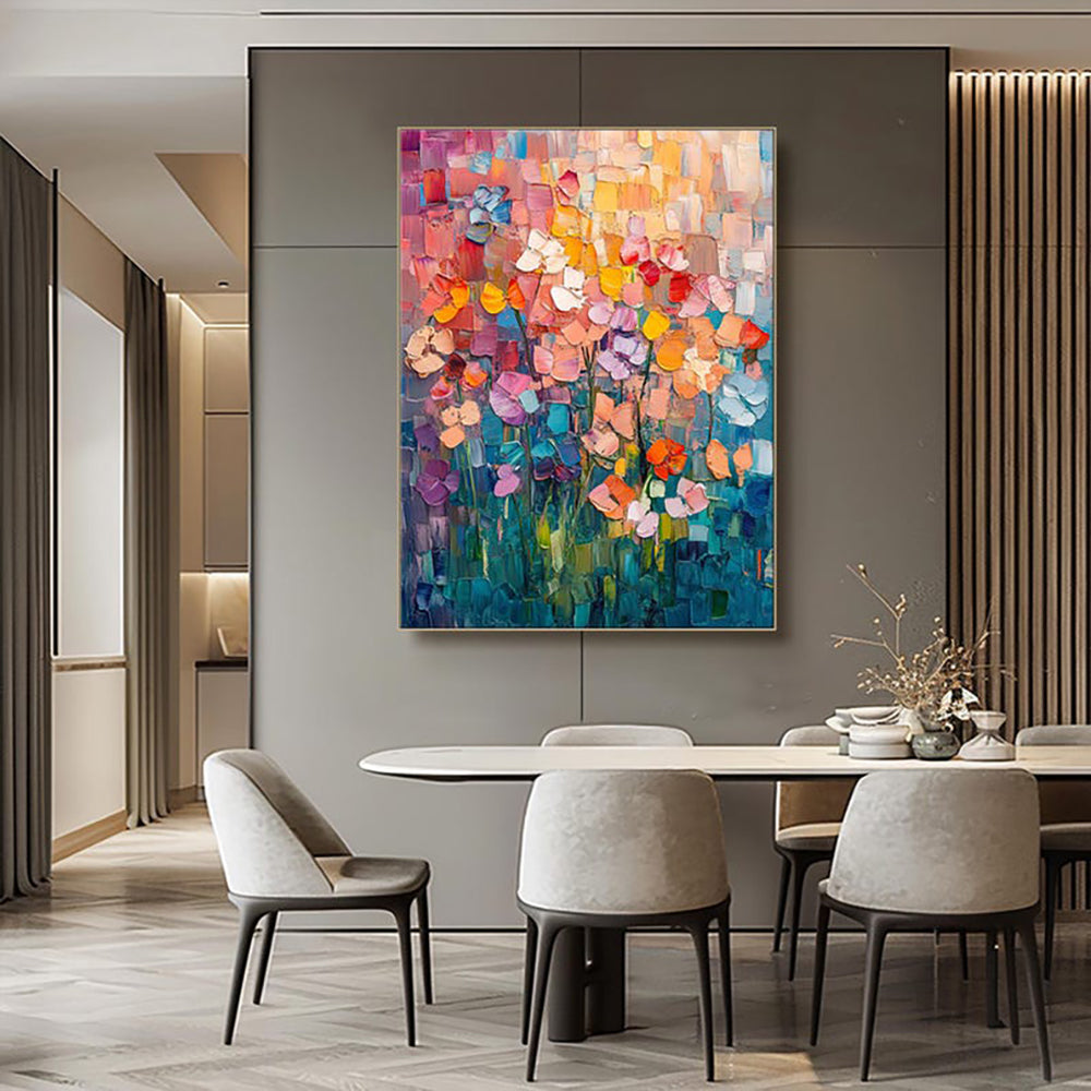 Hand-Painted Abstract Tulip Oil Painting Wall Art