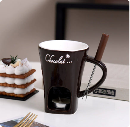 Mini Fondue Mug Set Chocolate Cheese Warmer Kit