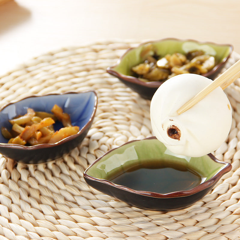 Leaf Shape Ceramic Sauce Dish Multi Purpose Tableware