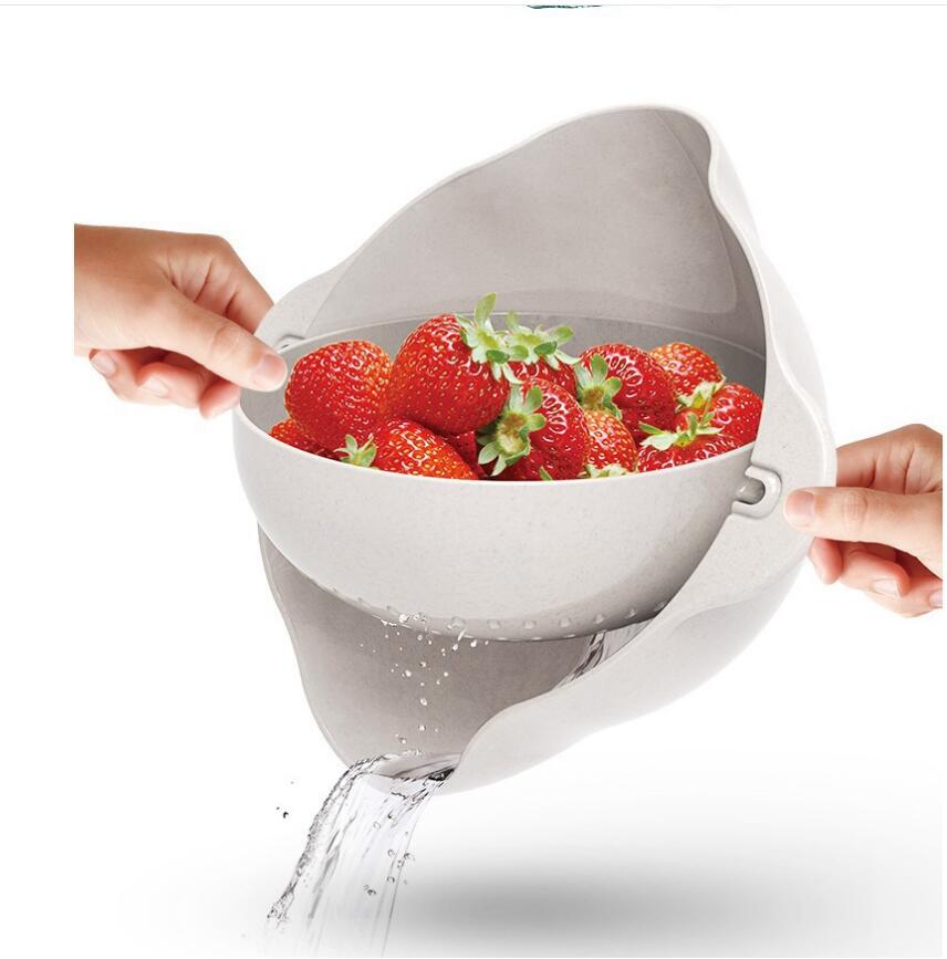 Kitchen Plastic Washing Basin Rice Fruit Sieve Organizer