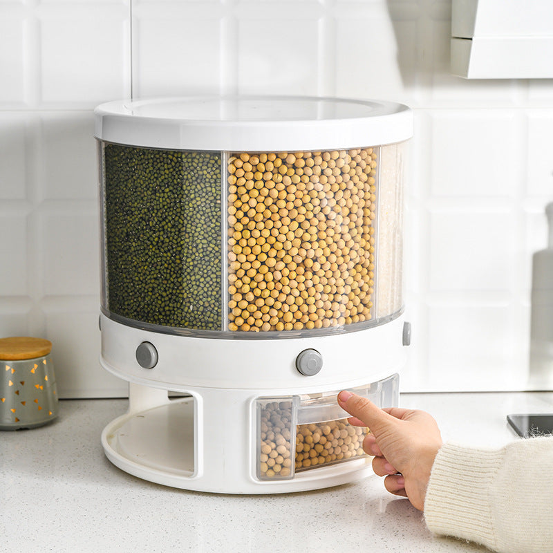 Rotatable Multi-Compartment Rice Storage Box