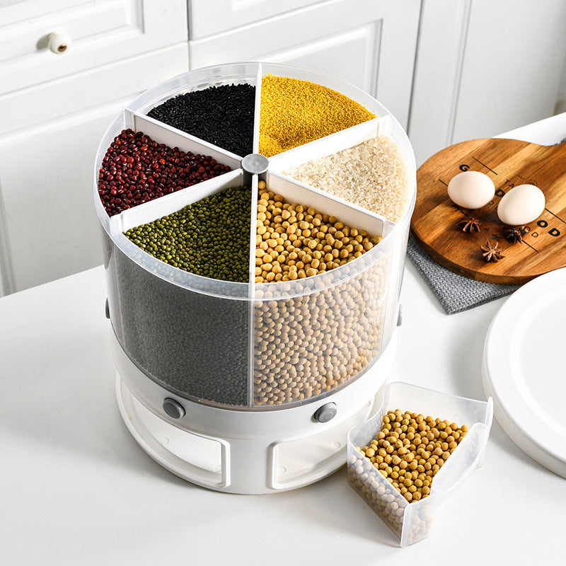 Rotatable Multi-Compartment Rice Storage Box