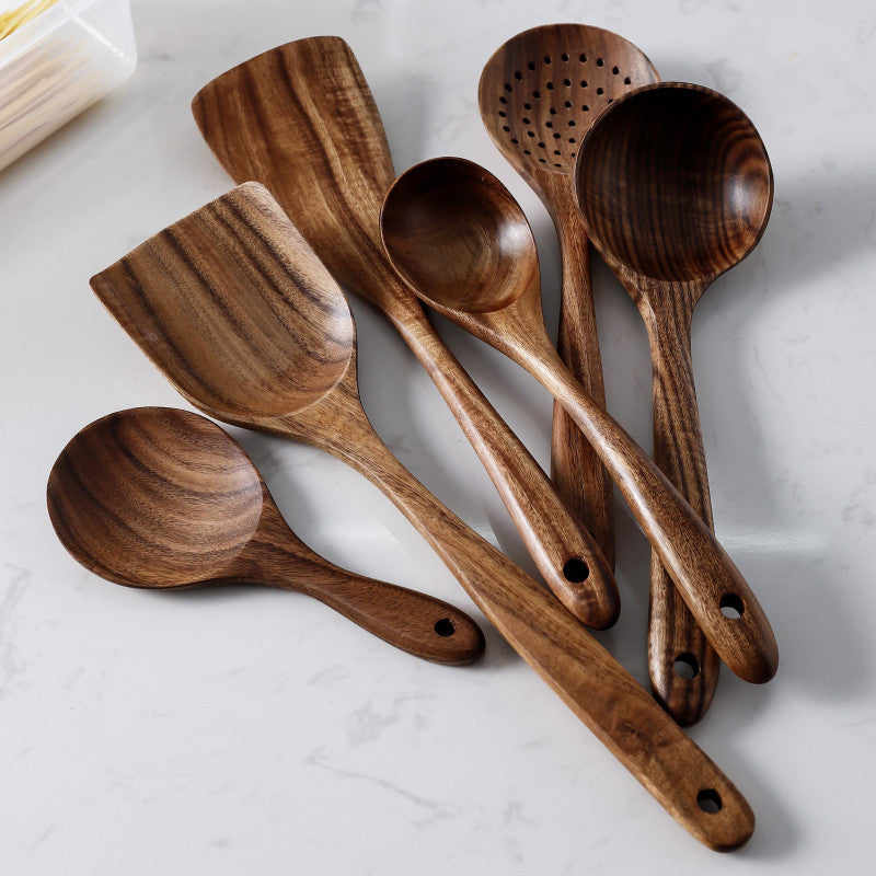 Thailand Teak Wood Kitchen Utensil Set Spoon Ladle Skimmer