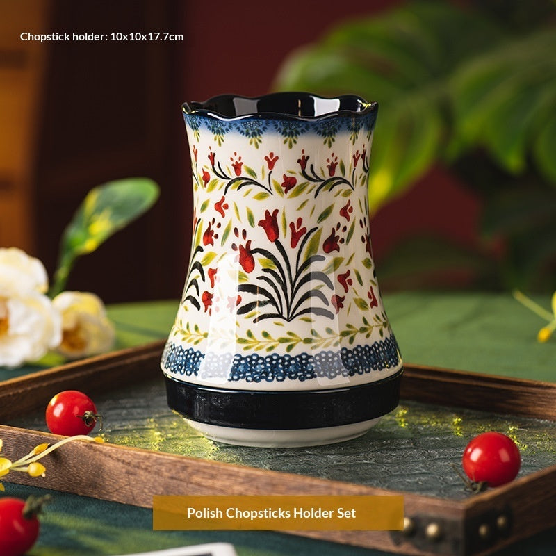 Ceramic Kitchen Chopstick And Spoon Draining Holder